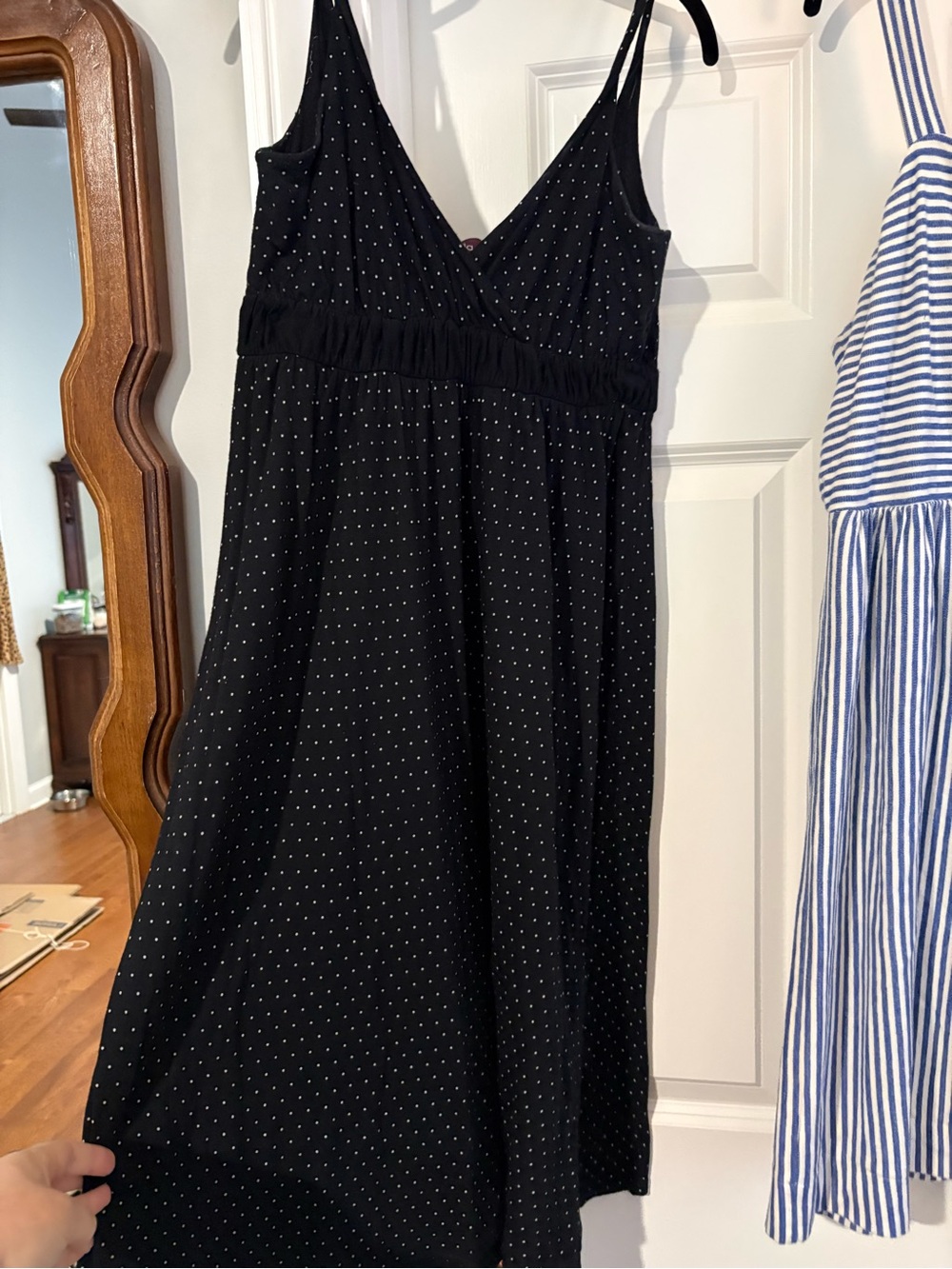 Ella Moss dress with black polka dot fabric